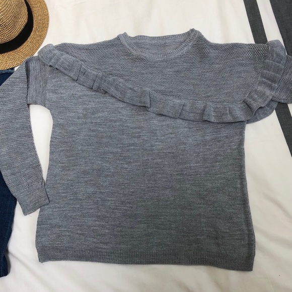 Gray Ruffle Sweater - Picture 2 of 4